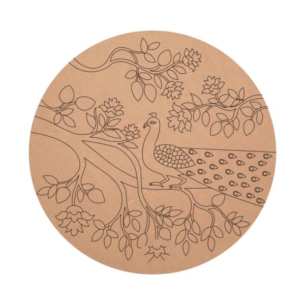 MDF Pre Marked Peacock on Tree Round Base