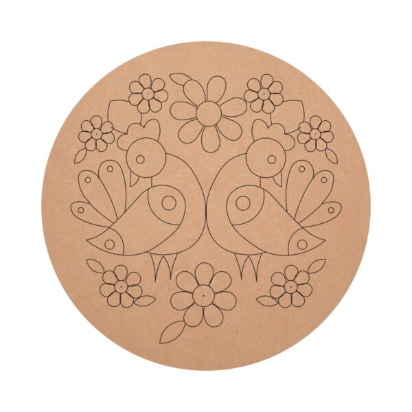 MDF Pre Marked Dual Peacock Design Round Base