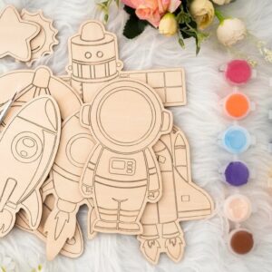 DIY MDF Space Astronaut Painting Kit, Unfinished Coloring Craft Set for Kids