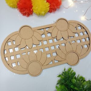 MDF Lotus Pattern 4 in 1 T-Light Candle Holder