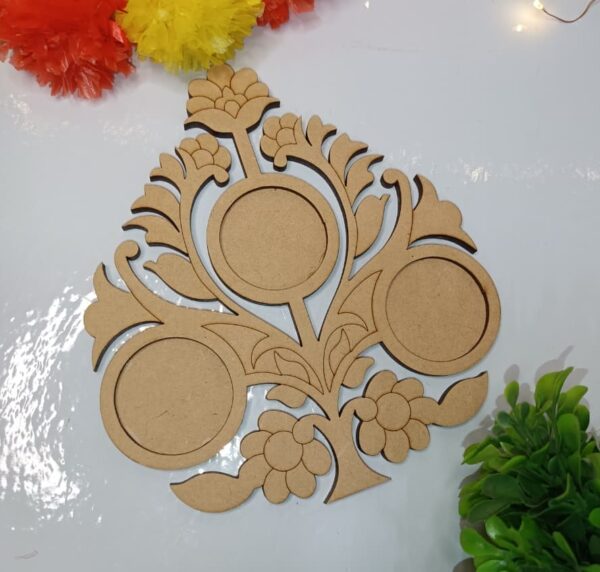 MDF Flower Pattern 3 in 1 T-Light Candle Holder