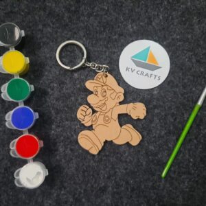 DIY MDF Mario Shape Keychain Kit for Kids