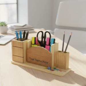 Wooden Pen Holder for Stationery & Office Supplies