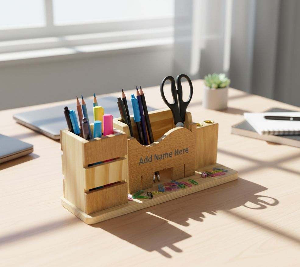 Personalized Wooden Pen Stand for Corporate Gifts