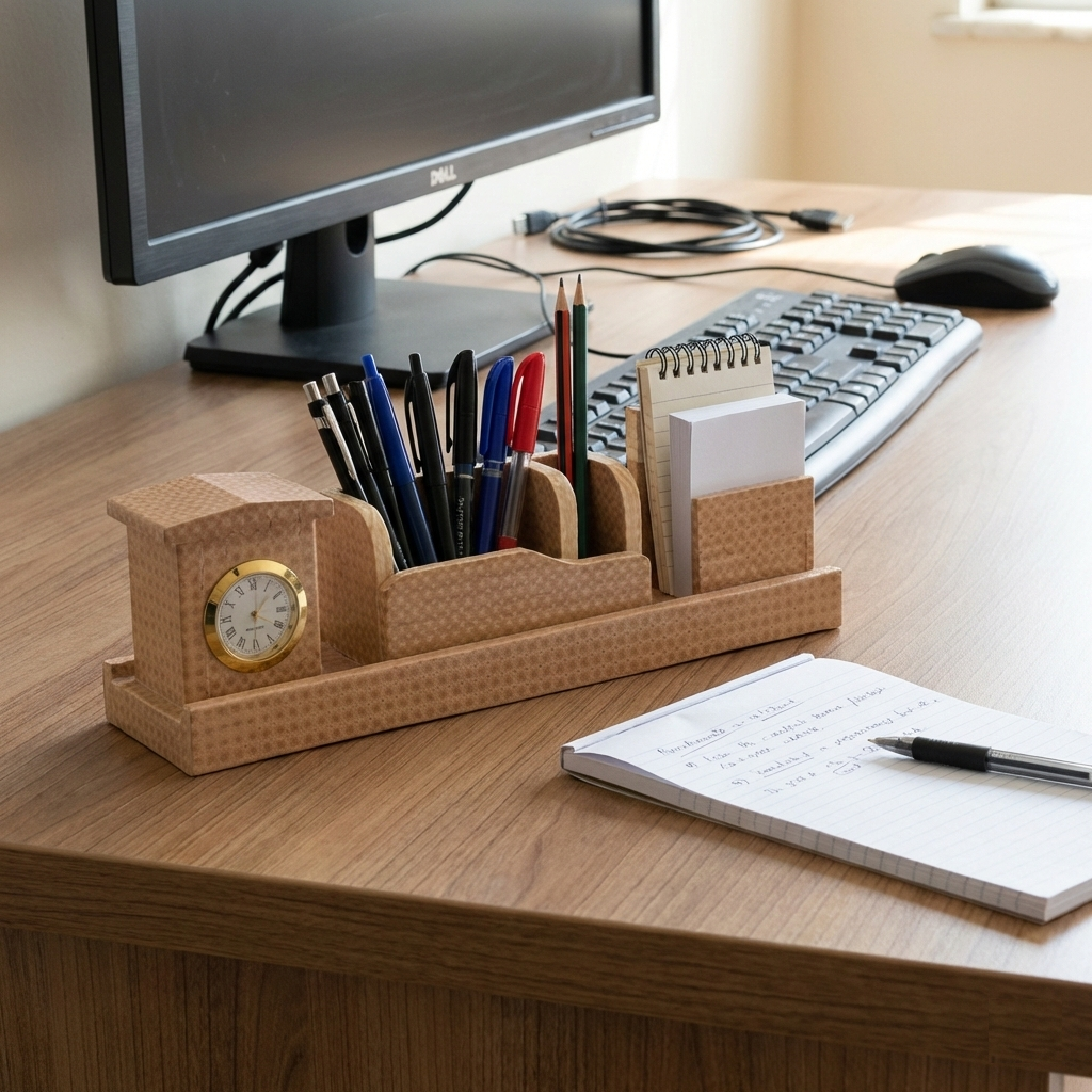 Wooden Pen Holder for Stationery & Office Supplies