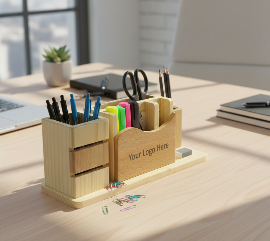 Elegant Wooden Pen Stand for Home & Office