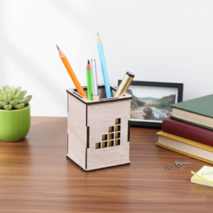 Handcrafted Wooden Pen Holder to Your Workspace