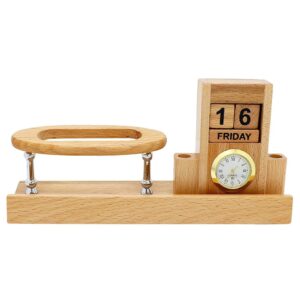 Premium Wooden Desk Calendar with Clock, Ideal for Corporate Gifting